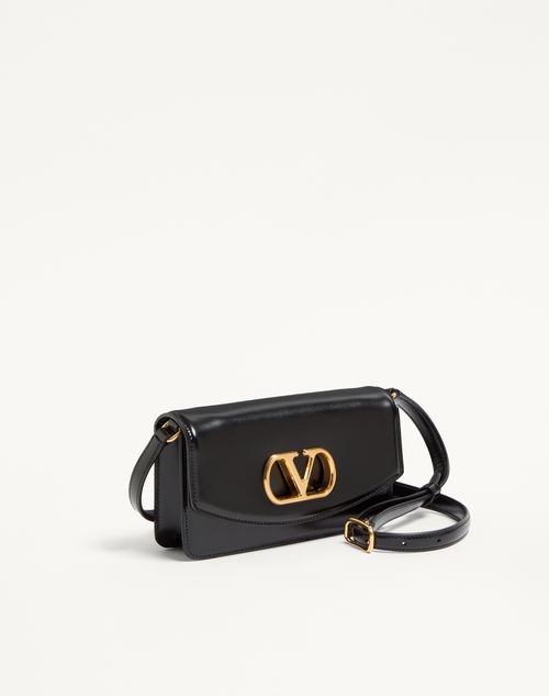 Valentino Garavani - Valentino Garavani Vain Clutch Bag In Shiny Calfskin - Black - Woman - Shoulder Bags